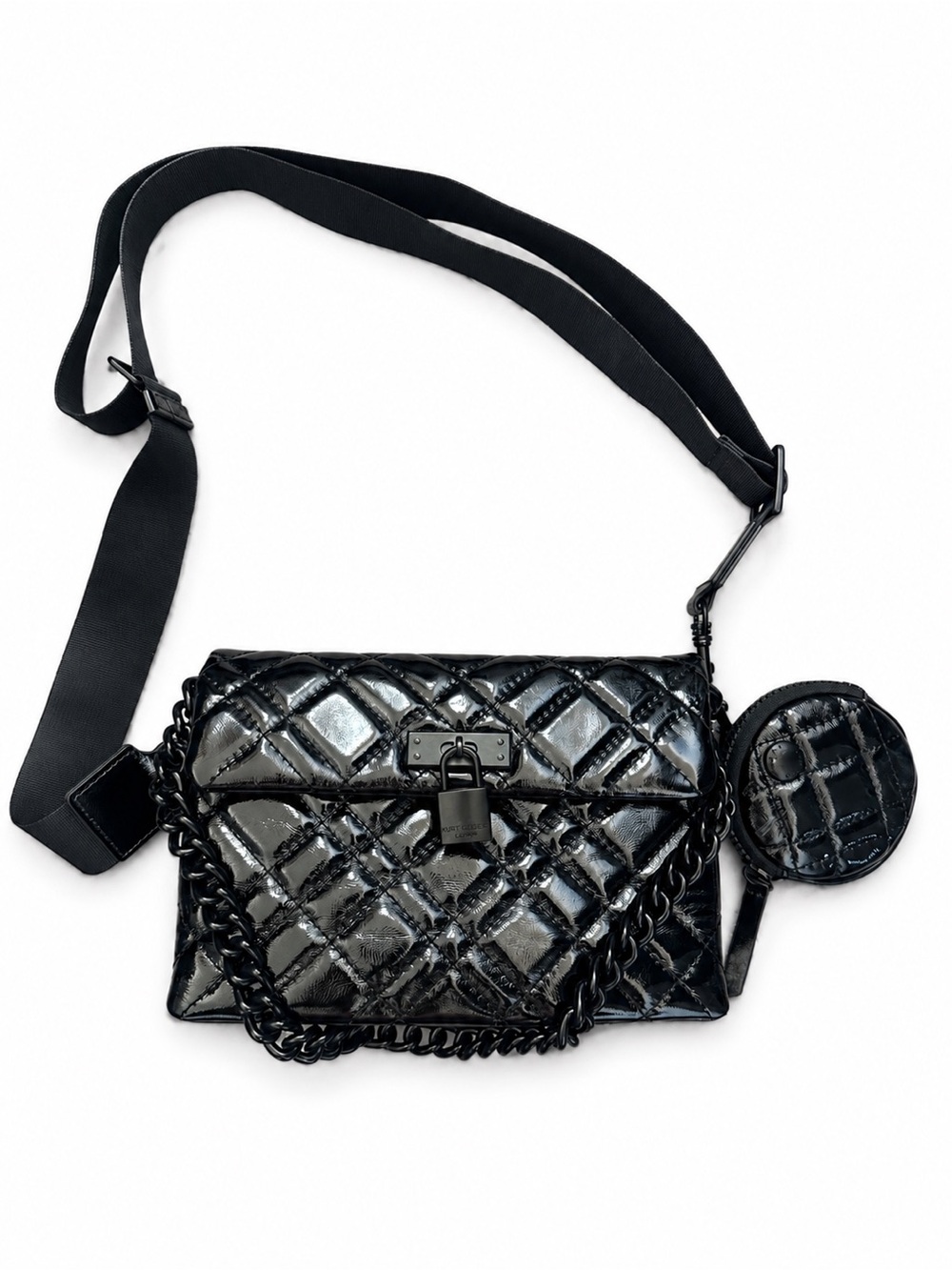 Kurt Geiger London “The Brixton” Quilted Patent Crossbody Bag w/Coin Pouch